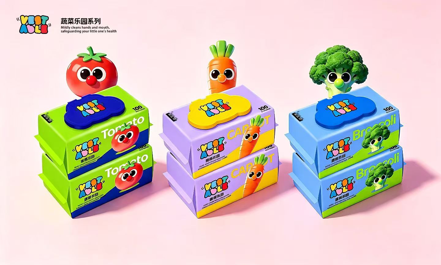 Veggie Garden Series 100-count boxed baby wipes